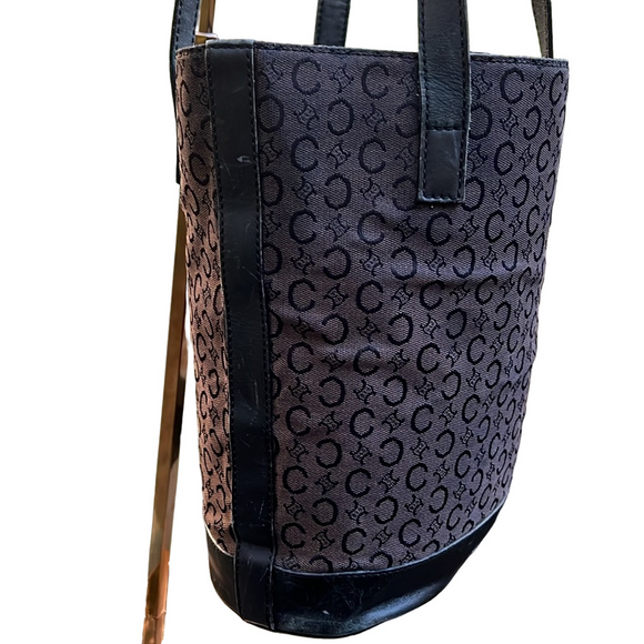 Celine Brown and Black Macadam Shoulder Bag Tote GUC - Picture 5 of 17